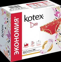 Прокладки женские ежедневные Kotex нормал део с алоэ вера 60 шт.