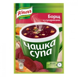 Суп, Knorr (Кнорр) 14.8 г Чашка супа растворимый Борщ с сухариками пакет