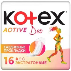 Прокладки женские ежедневные Kotex актив део экстратонкие 16 шт.