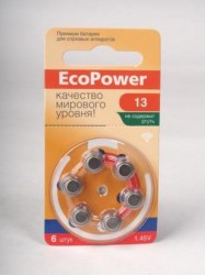 Батарейки, Ecopower (Экопауэр) №6 EC-002 тип 13 для слуховых аппаратов